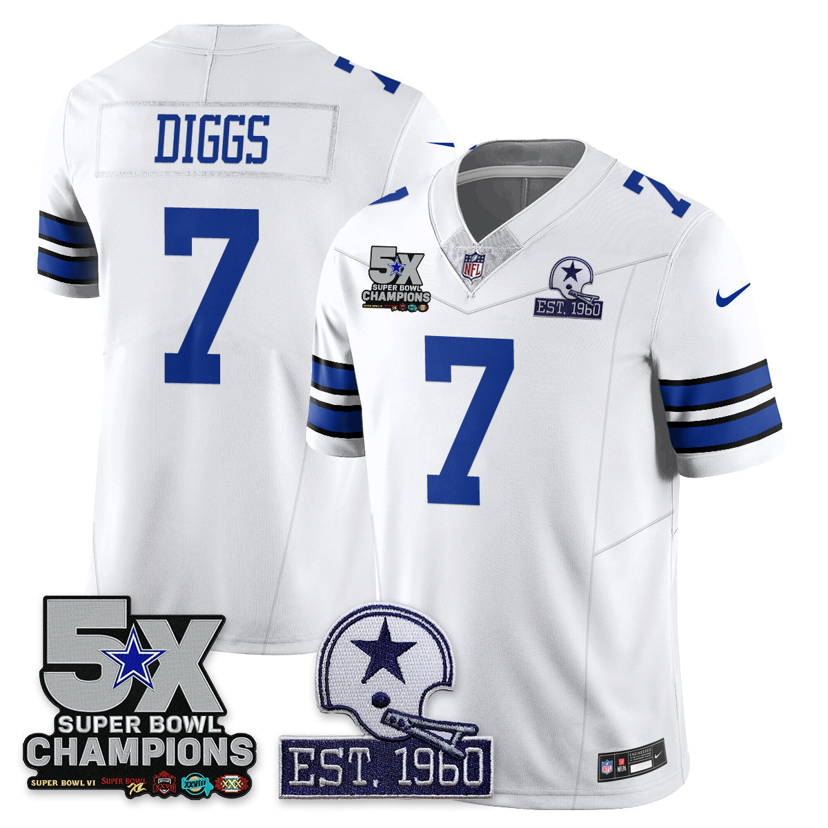 DAL 5-Time Champions Patch Vapor Limited Jersey - All Stitched-DTD