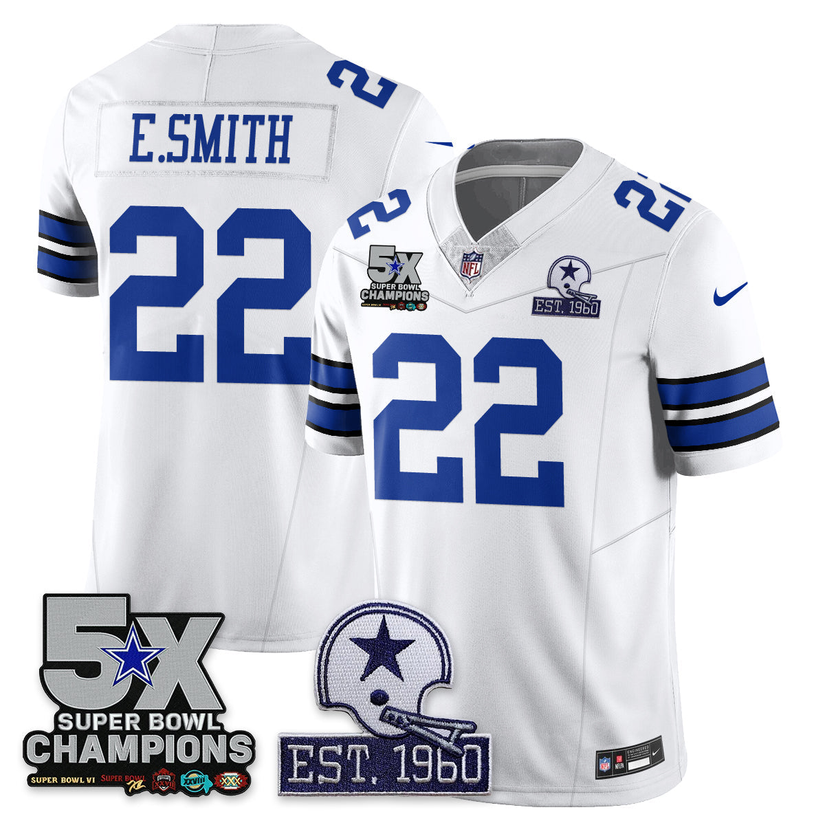 DAL 5-Time Champions Patch Vapor Limited Jersey - All Stitched-DTD