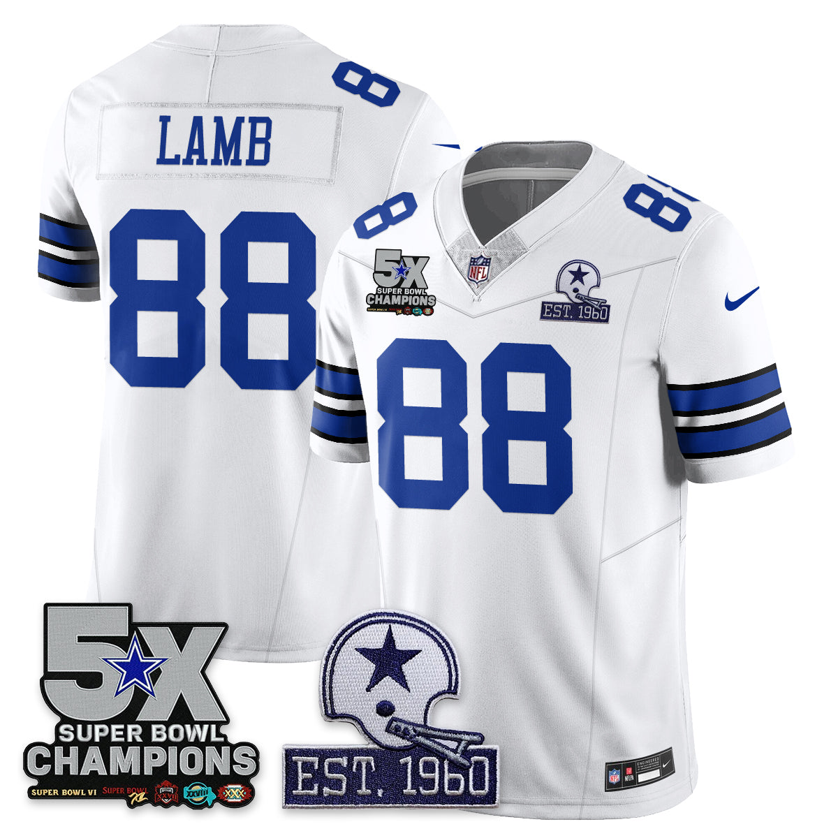 DAL 5-Time Champions Patch Vapor Limited Jersey - All Stitched-DTD