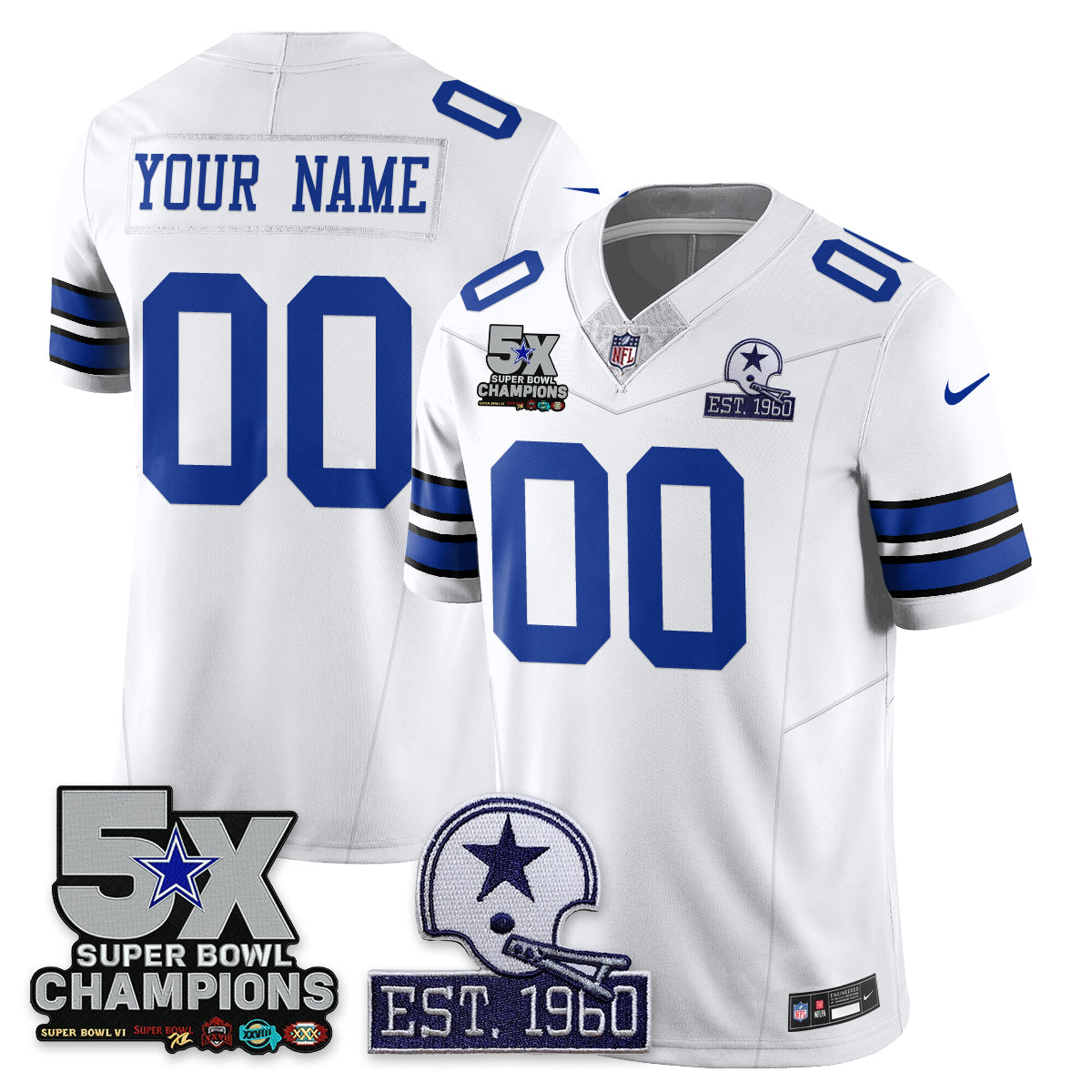 DAL 5-Time Champions Patch Vapor Limited Jersey - All Stitched-DTD