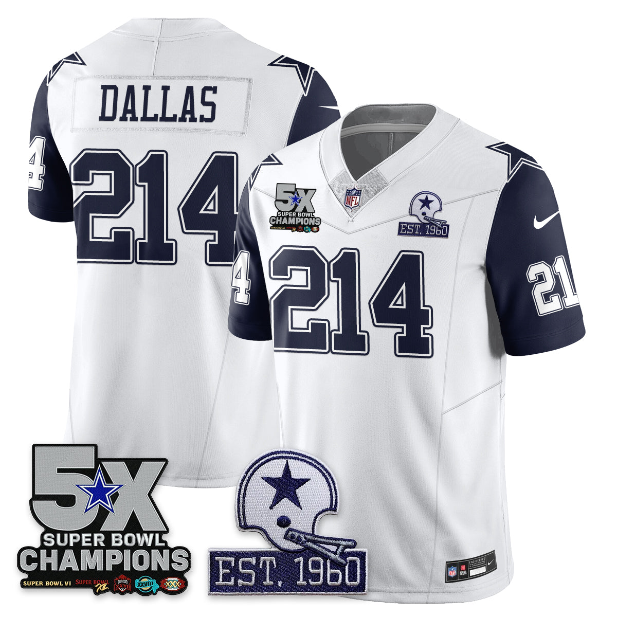 DAL 5-Time Champions Patch Vapor Limited Jersey - All Stitched-DTD