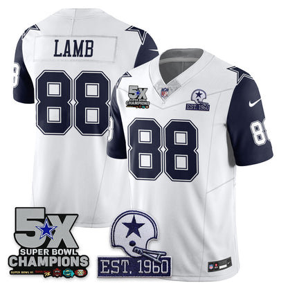 DAL 5-Time Champions Patch Vapor Limited Jersey - All Stitched-DTD
