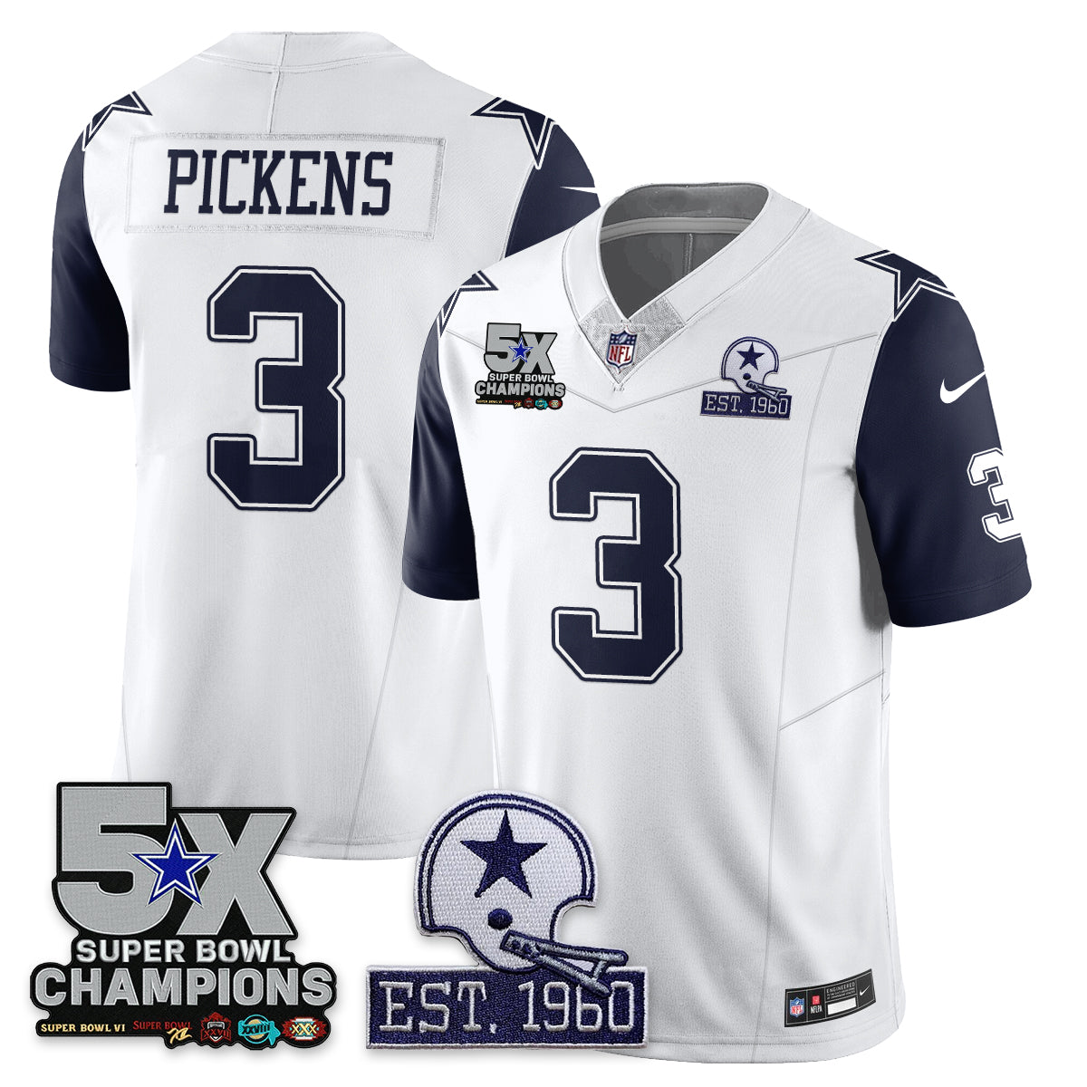 DAL 5-Time Champions Patch Vapor Limited Jersey - All Stitched-DTD