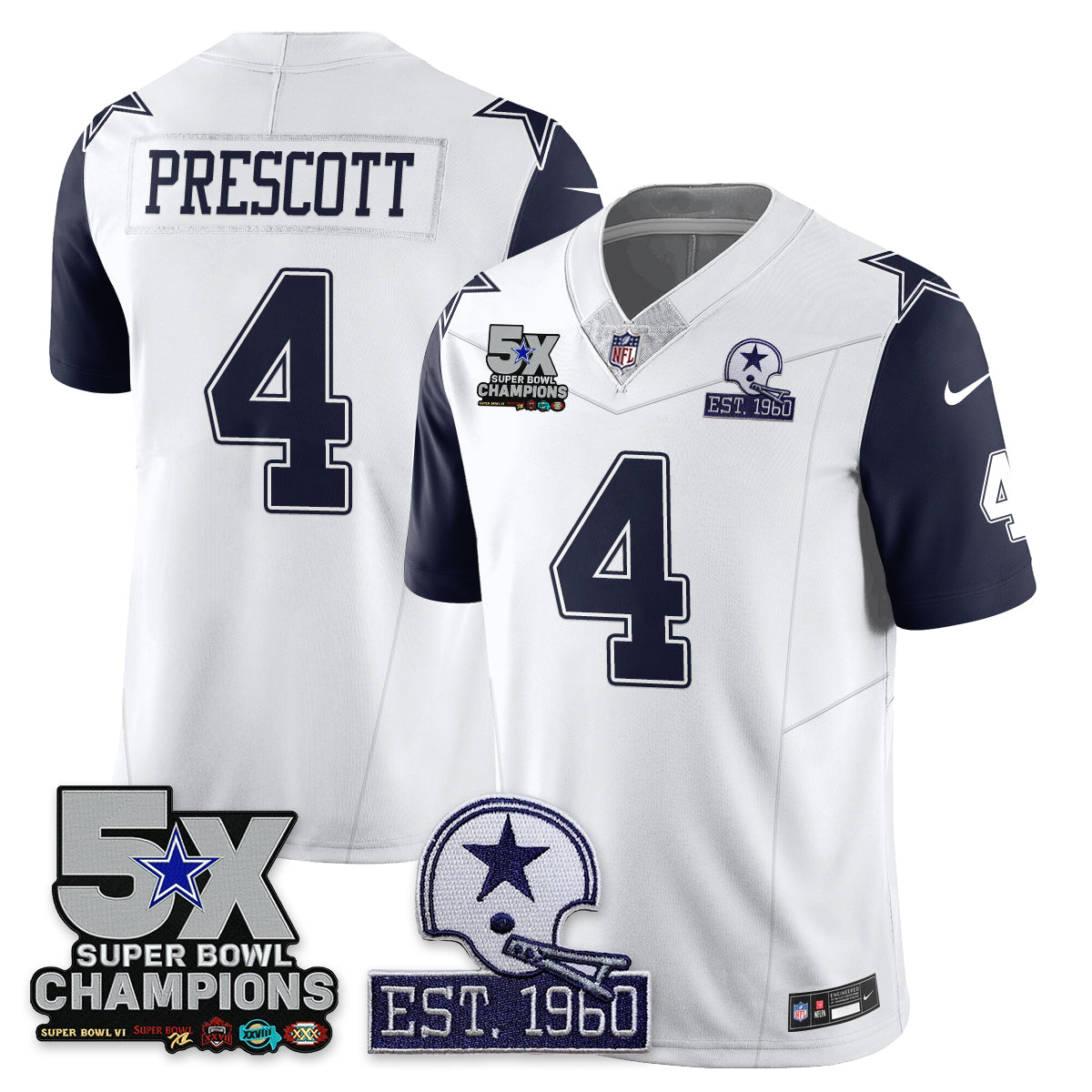 DAL 5-Time Champions Patch Vapor Limited Jersey - All Stitched-DTD