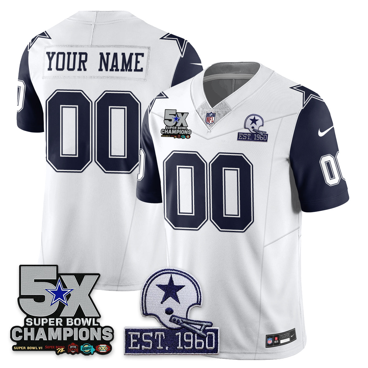 DAL 5-Time Champions Patch Vapor Limited Jersey - All Stitched-DTD