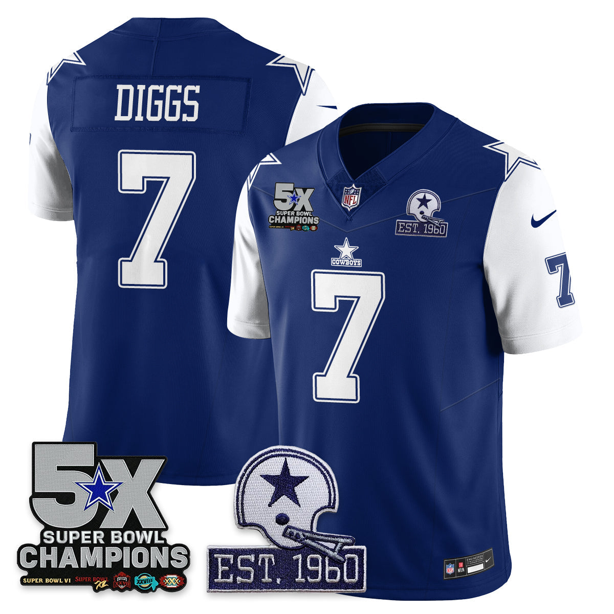 DAL 5-Time Champions Patch Vapor Limited Jersey - All Stitched-DTD