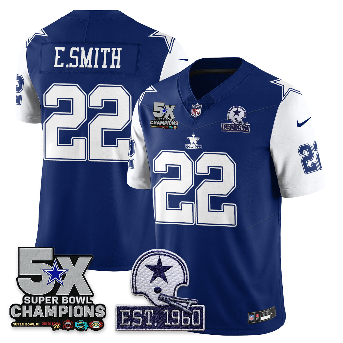 DAL 5-Time Champions Patch Vapor Limited Jersey - All Stitched-DTD