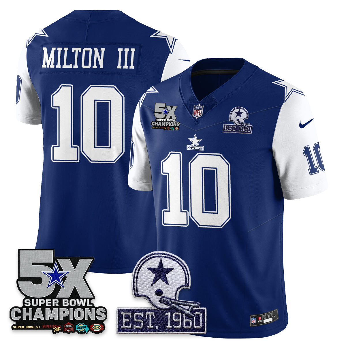 DAL 5-Time Champions Patch Vapor Limited Jersey - All Stitched-DTD