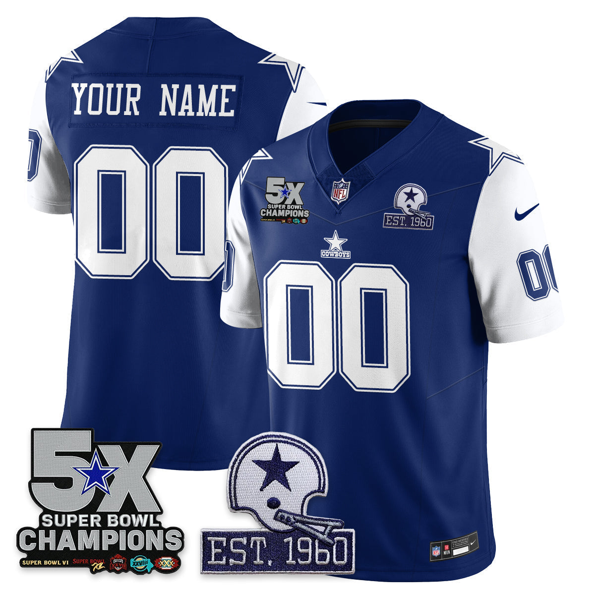 DAL 5-Time Champions Patch Vapor Limited Jersey - All Stitched-DTD
