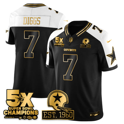 DAL 5-Time Champions Patch Vapor Limited Gold Jersey - All Stitched-DTD