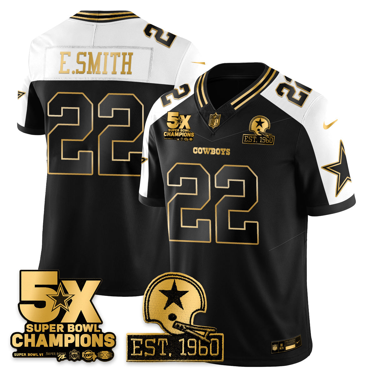 DAL 5-Time Champions Patch Vapor Limited Gold Jersey - All Stitched-DTD