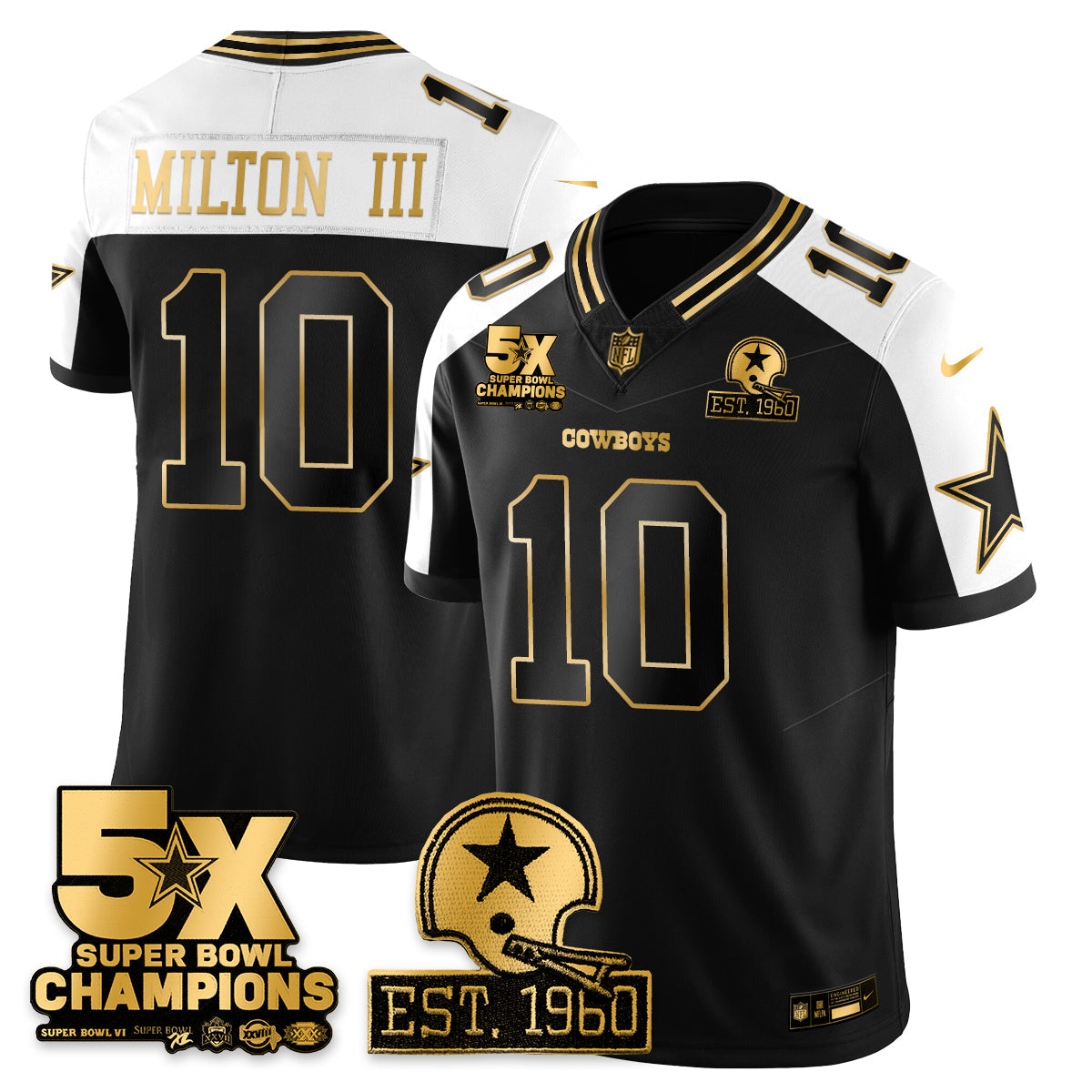 DAL 5-Time Champions Patch Vapor Limited Gold Jersey - All Stitched-DTD