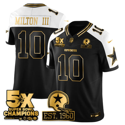 DAL 5-Time Champions Patch Vapor Limited Gold Jersey - All Stitched-DTD