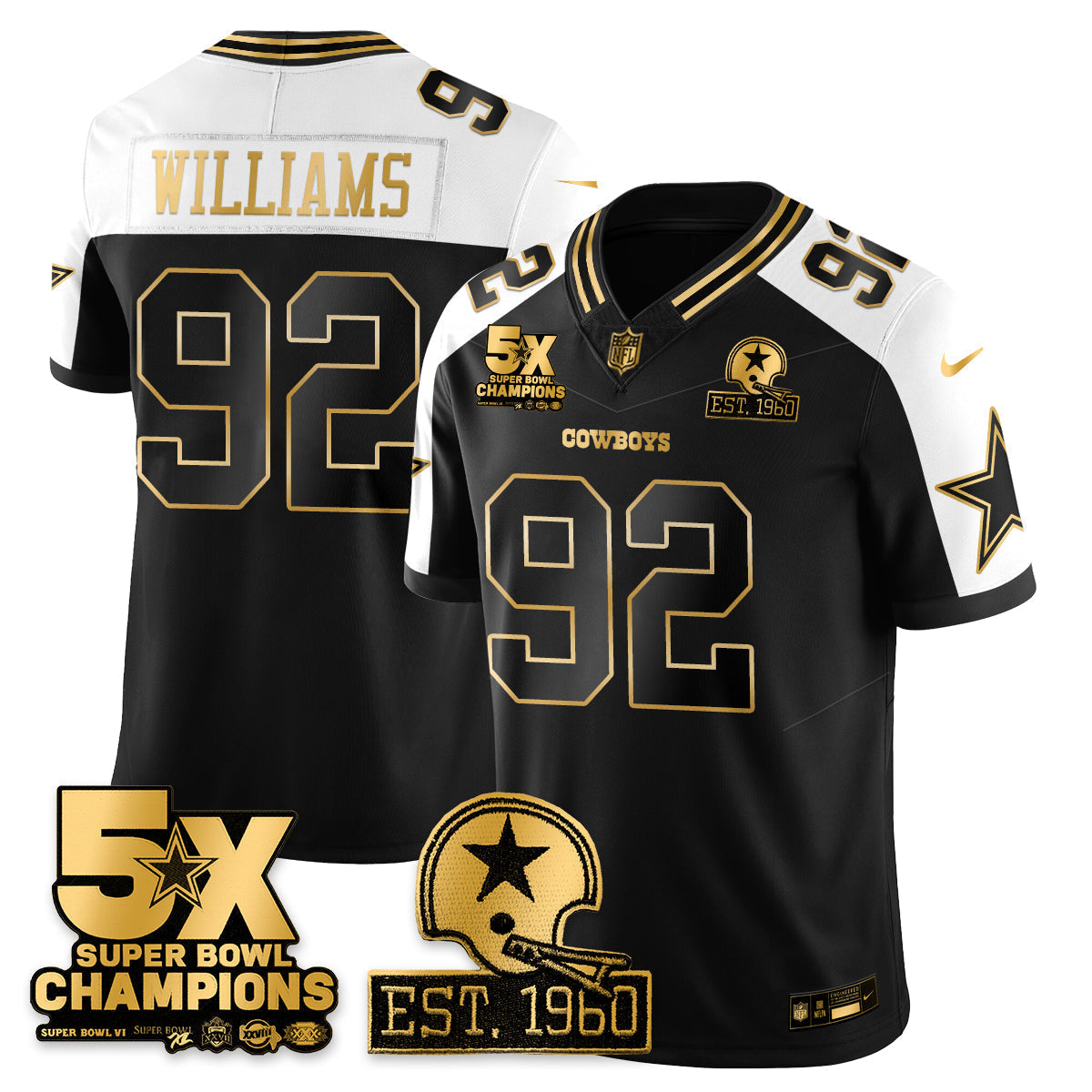 DAL 5-Time Champions Patch Vapor Limited Gold Jersey - All Stitched-DTD