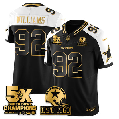 DAL 5-Time Champions Patch Vapor Limited Gold Jersey - All Stitched-DTD