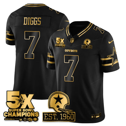 DAL 5-Time Champions Patch Vapor Limited Gold Jersey - All Stitched-DTD