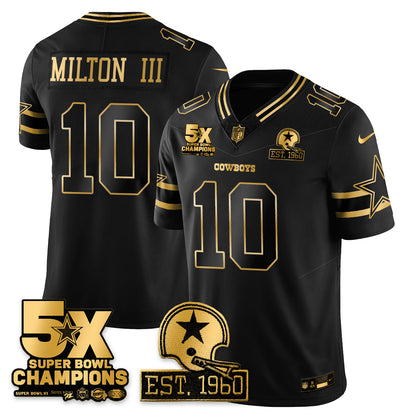 DAL 5-Time Champions Patch Vapor Limited Gold Jersey - All Stitched-DTD