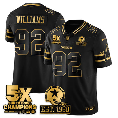 DAL 5-Time Champions Patch Vapor Limited Gold Jersey - All Stitched-DTD