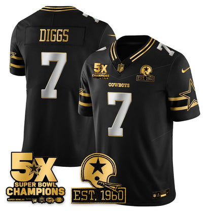 DAL 5-Time Champions Patch Vapor Limited Gold Jersey - All Stitched-DTD