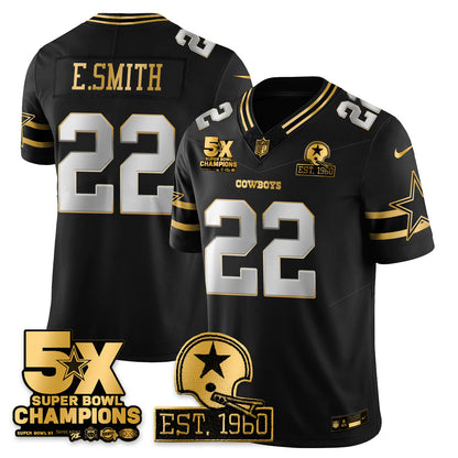 DAL 5-Time Champions Patch Vapor Limited Gold Jersey - All Stitched-DTD