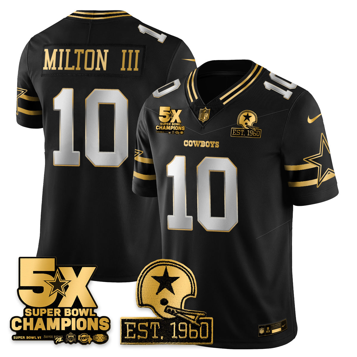DAL 5-Time Champions Patch Vapor Limited Gold Jersey - All Stitched-DTD