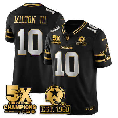 DAL 5-Time Champions Patch Vapor Limited Gold Jersey - All Stitched-DTD