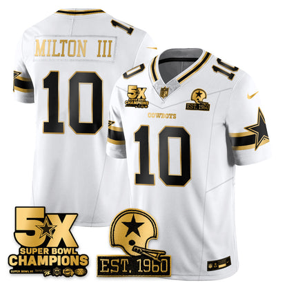 DAL 5-Time Champions Patch Vapor Limited Gold Jersey - All Stitched-DTD