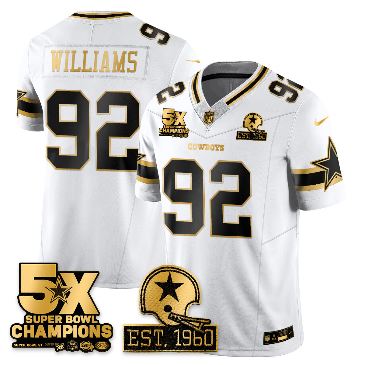 DAL 5-Time Champions Patch Vapor Limited Gold Jersey - All Stitched-DTD