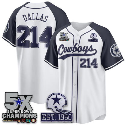 DAL 5-Time Champions Patch Limited Baseball Jersey - All Stitched-DTD