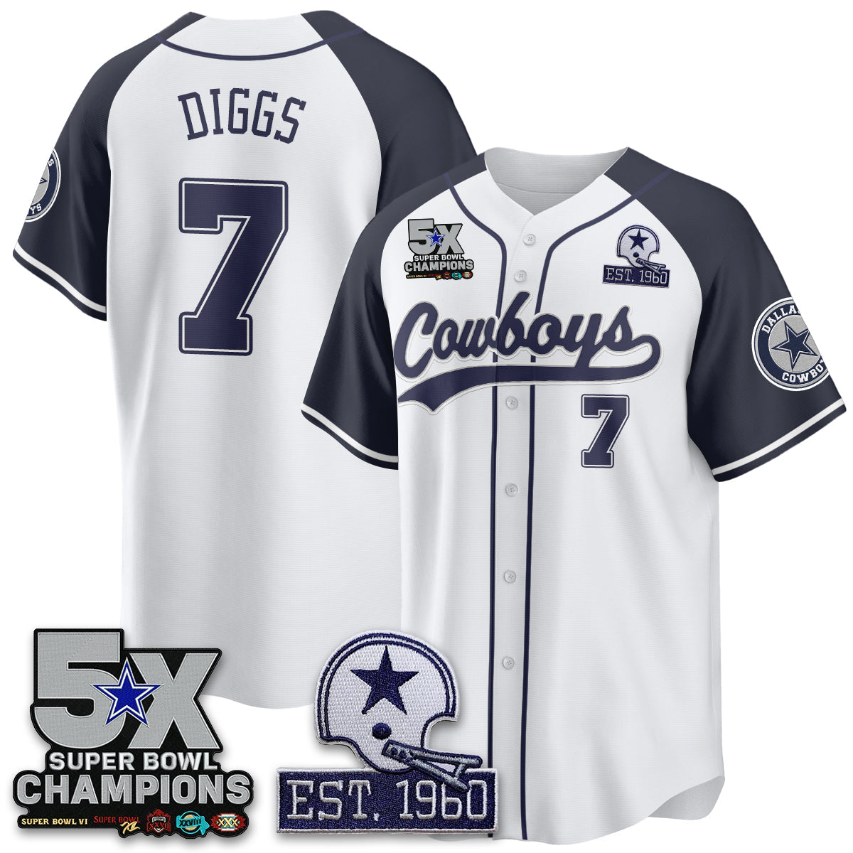 DAL 5-Time Champions Patch Limited Baseball Jersey - All Stitched-DTD