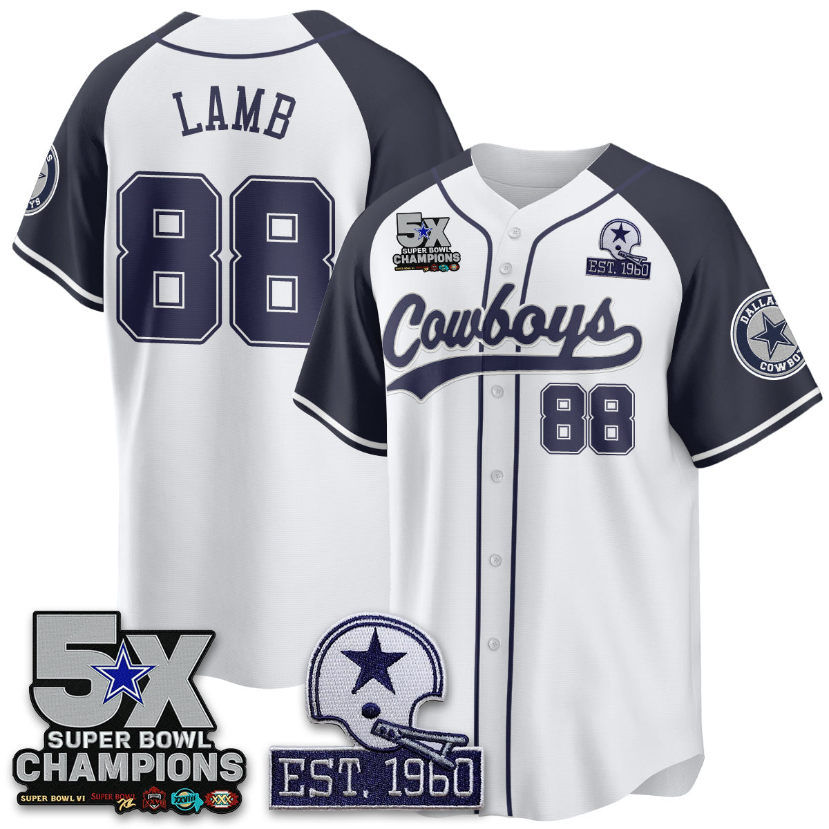 DAL 5-Time Champions Patch Limited Baseball Jersey - All Stitched-DTD
