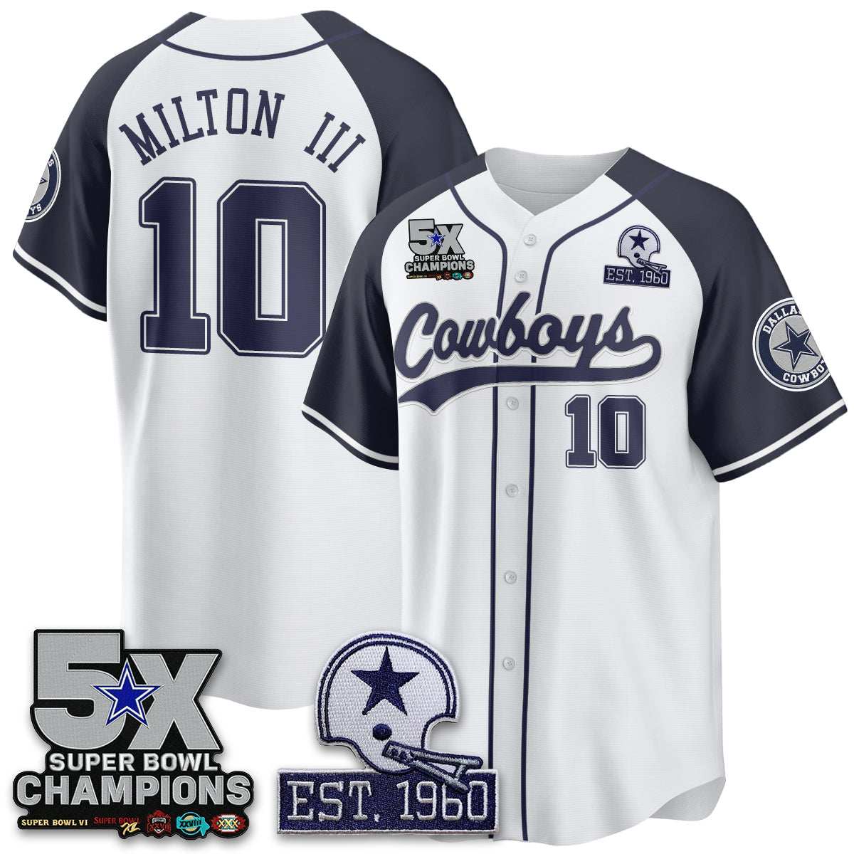 DAL 5-Time Champions Patch Limited Baseball Jersey - All Stitched-DTD