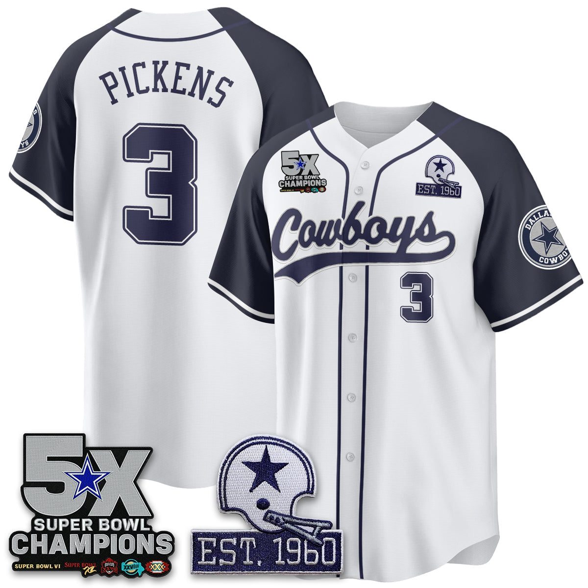 DAL 5-Time Champions Patch Limited Baseball Jersey - All Stitched-DTD