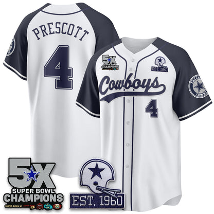 DAL 5-Time Champions Patch Limited Baseball Jersey - All Stitched-DTD