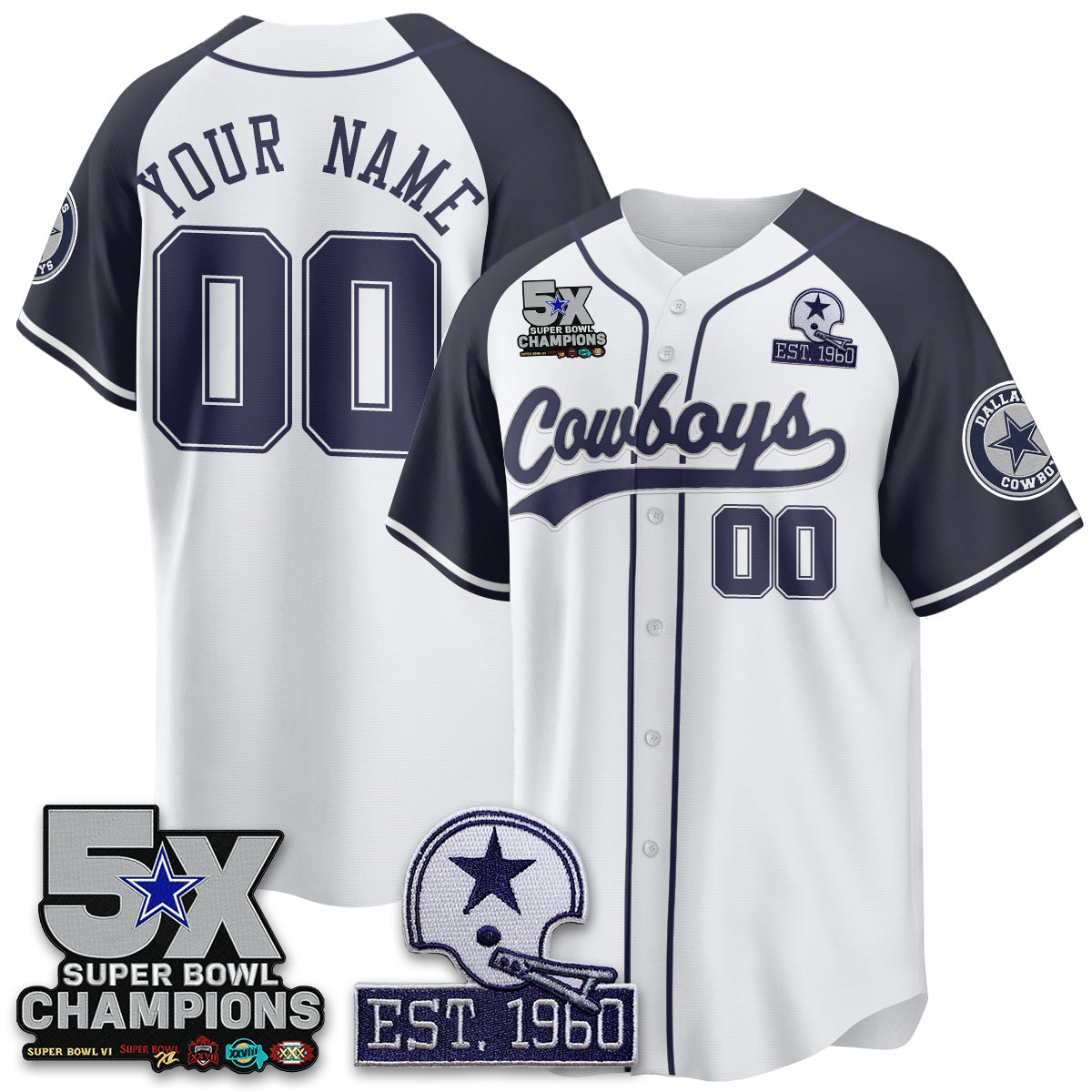 DAL 5-Time Champions Patch Limited Baseball Jersey - All Stitched-DTD