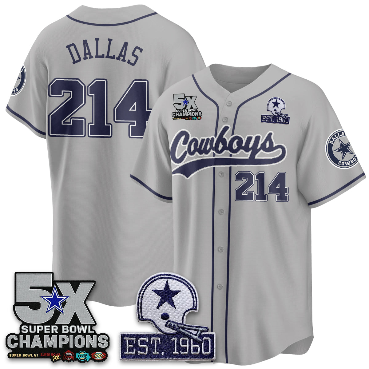 DAL 5-Time Champions Patch Limited Baseball Jersey - All Stitched-DTD