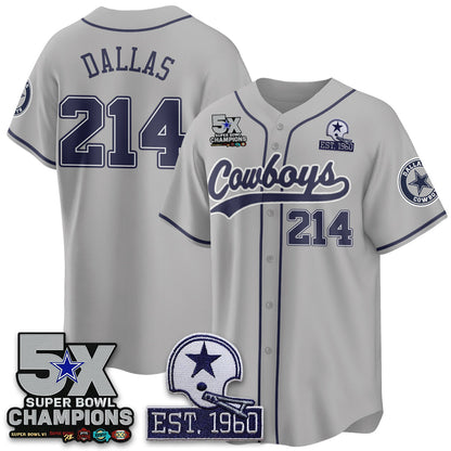 DAL 5-Time Champions Patch Limited Baseball Jersey - All Stitched-DTD