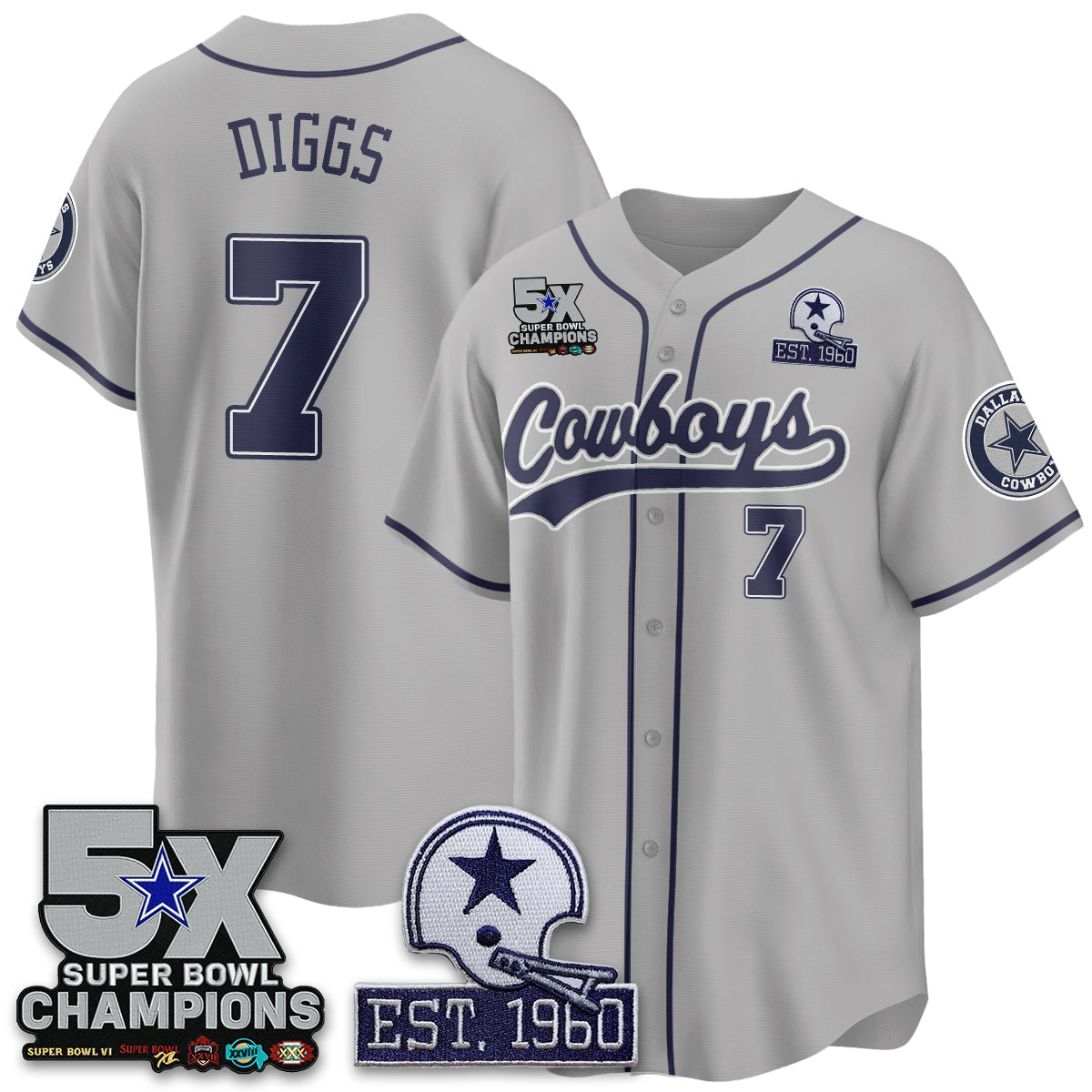 DAL 5-Time Champions Patch Limited Baseball Jersey - All Stitched-DTD