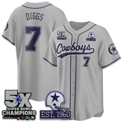 DAL 5-Time Champions Patch Limited Baseball Jersey - All Stitched-DTD
