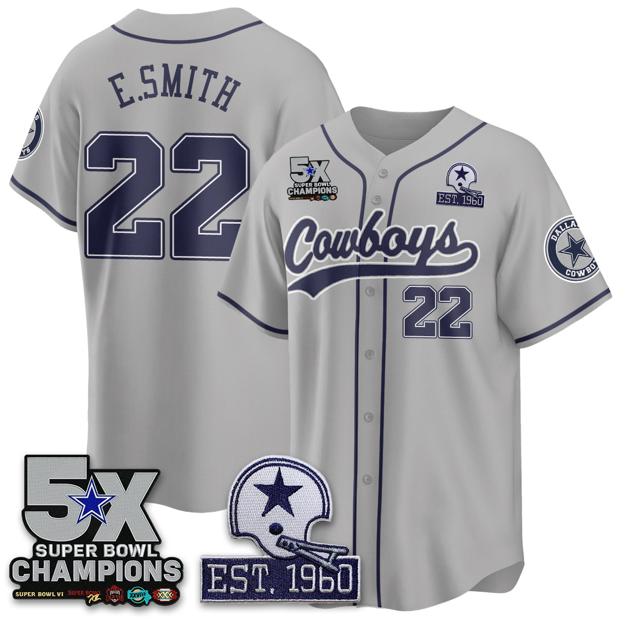 DAL 5-Time Champions Patch Limited Baseball Jersey - All Stitched-DTD