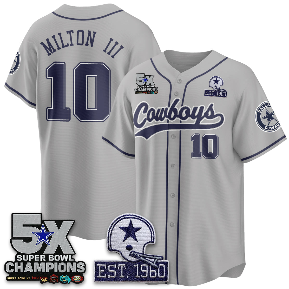 DAL 5-Time Champions Patch Limited Baseball Jersey - All Stitched-DTD