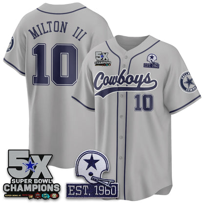 DAL 5-Time Champions Patch Limited Baseball Jersey - All Stitched-DTD