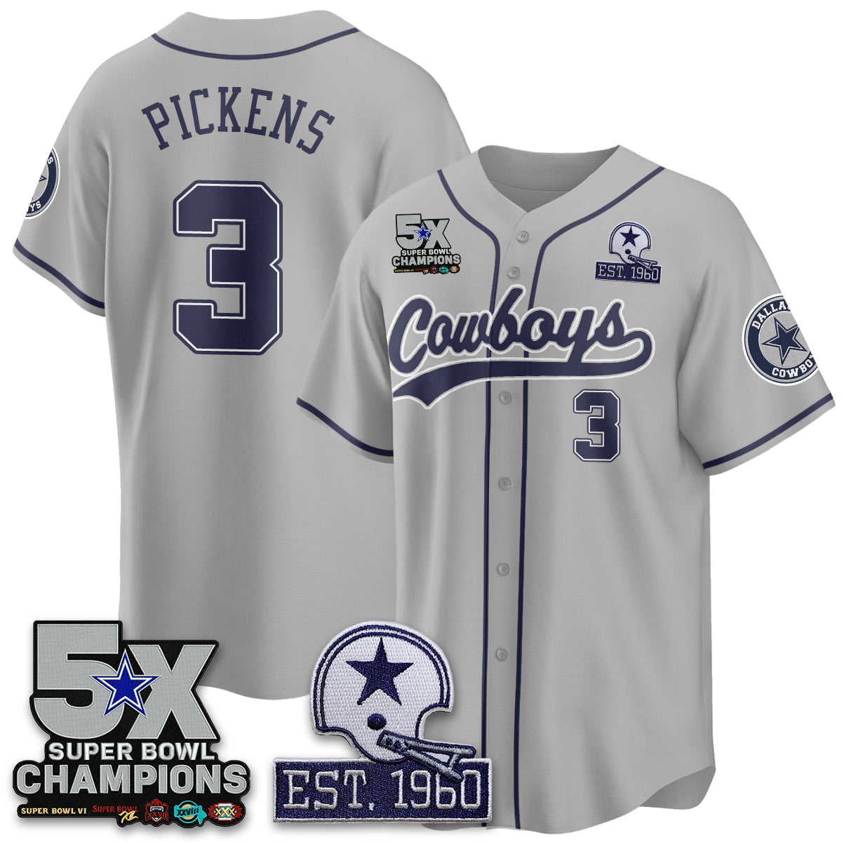 DAL 5-Time Champions Patch Limited Baseball Jersey - All Stitched-DTD