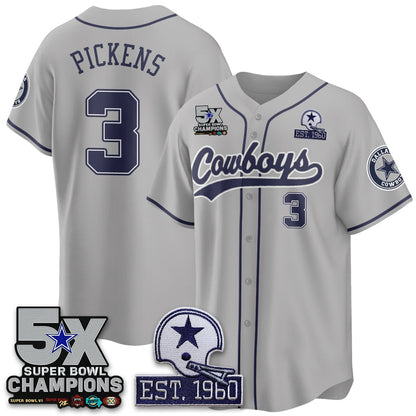 DAL 5-Time Champions Patch Limited Baseball Jersey - All Stitched-DTD