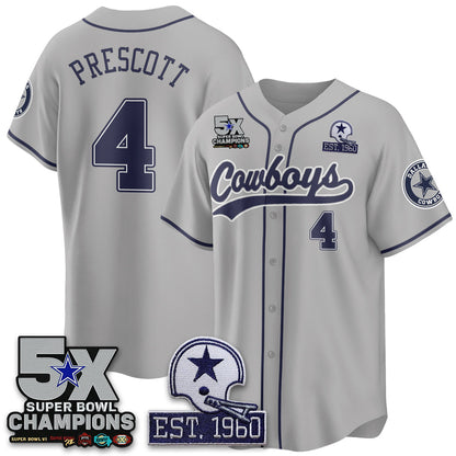 DAL 5-Time Champions Patch Limited Baseball Jersey - All Stitched-DTD