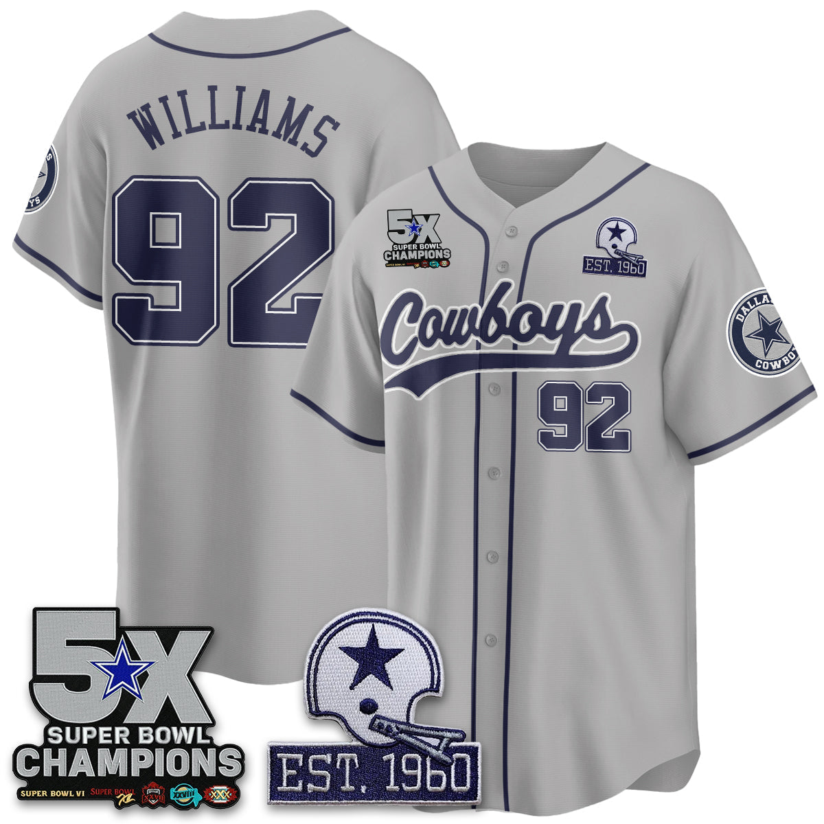DAL 5-Time Champions Patch Limited Baseball Jersey - All Stitched-DTD