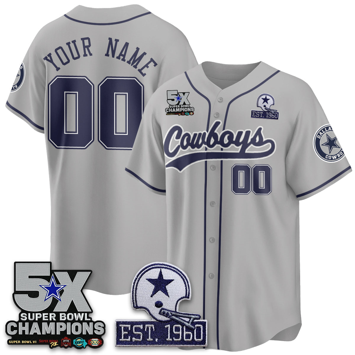 DAL 5-Time Champions Patch Limited Baseball Jersey - All Stitched-DTD