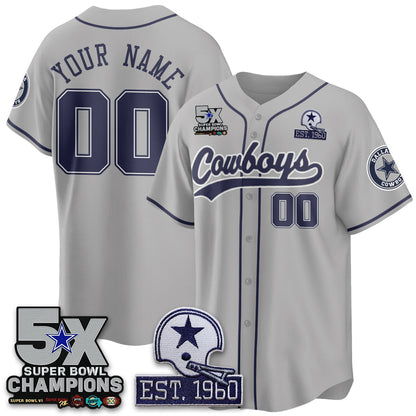 DAL 5-Time Champions Patch Limited Baseball Jersey - All Stitched-DTD