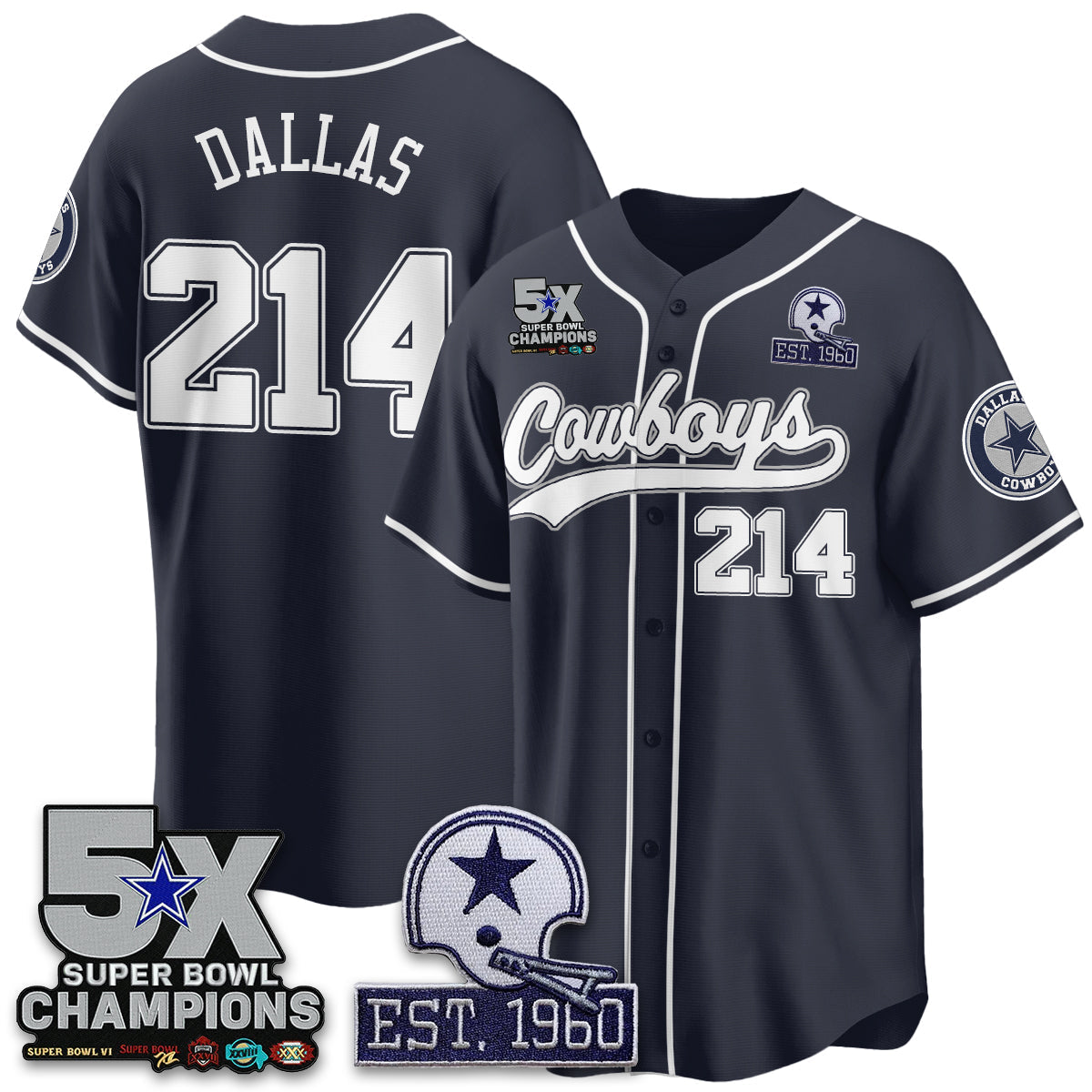 DAL 5-Time Champions Patch Limited Baseball Jersey - All Stitched-DTD