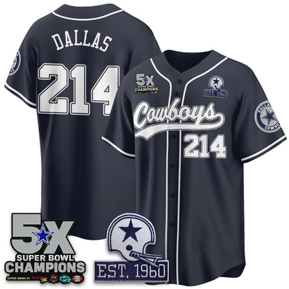 DAL 5-Time Champions Patch Limited Baseball Jersey - All Stitched-DTD